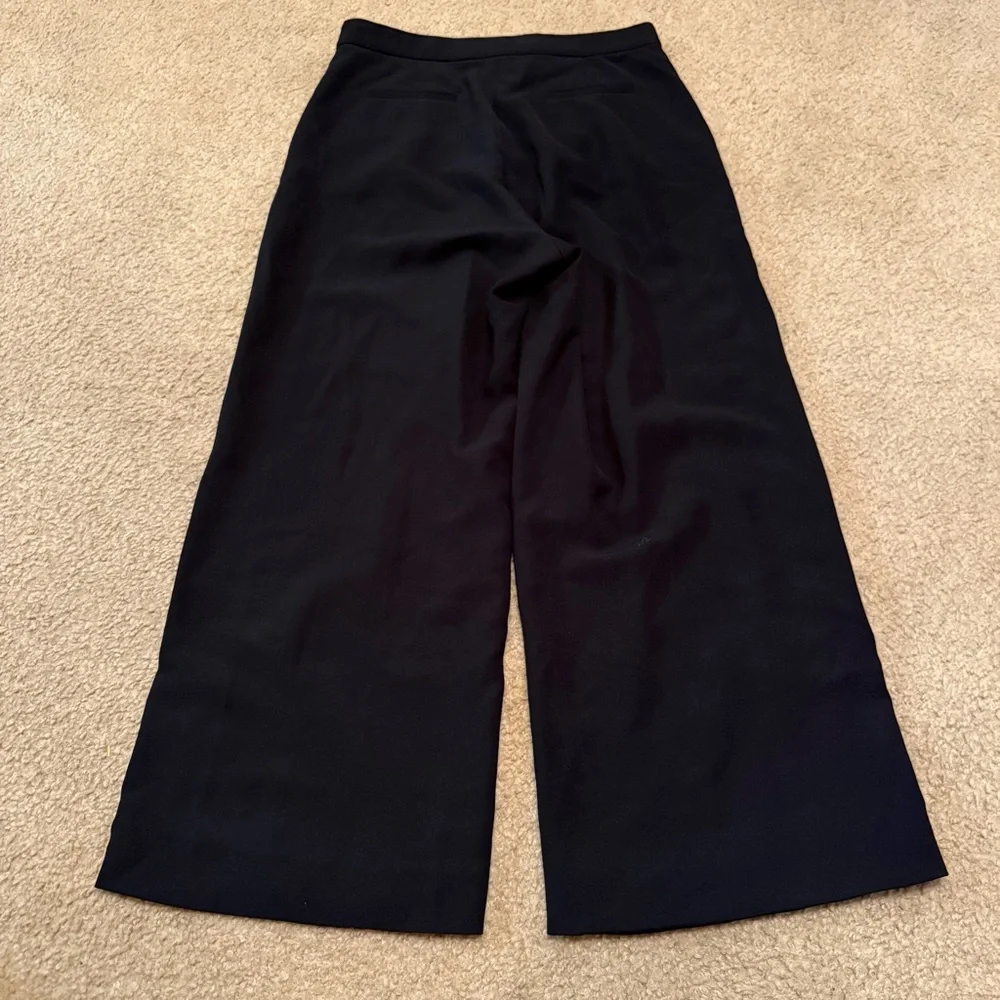 Lela Rose Wide Leg Crepe Pants in Black Size 8 Trousers